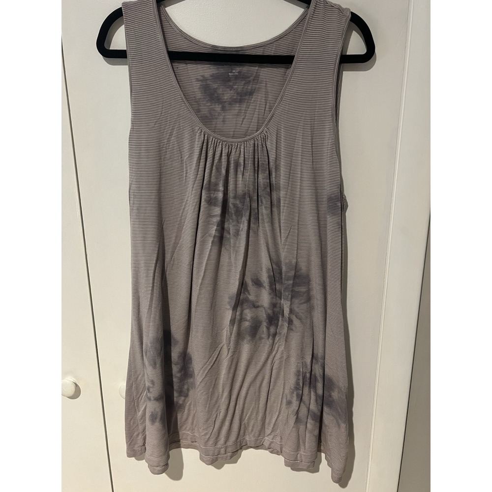 Soft Surroundings Top Blouse 2X Purple Tie Dye Tank Sleeveless Tunic Stretch